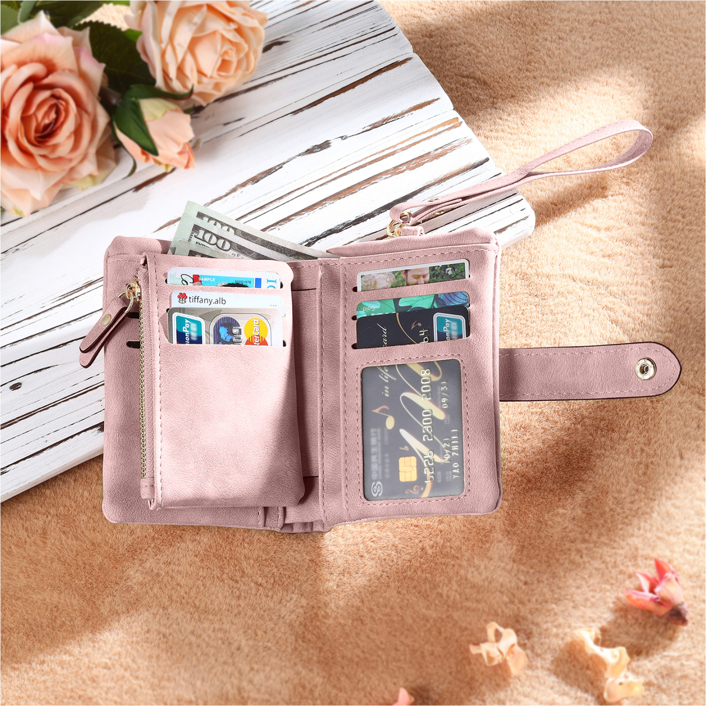 3PCS Coffret Cadeau - À Votre Maman Portefeuille et Porte-Clés Personnalisé avec 3 Prénoms et Dessins Enfant Photo Cadeau pour Mère | Jessemade