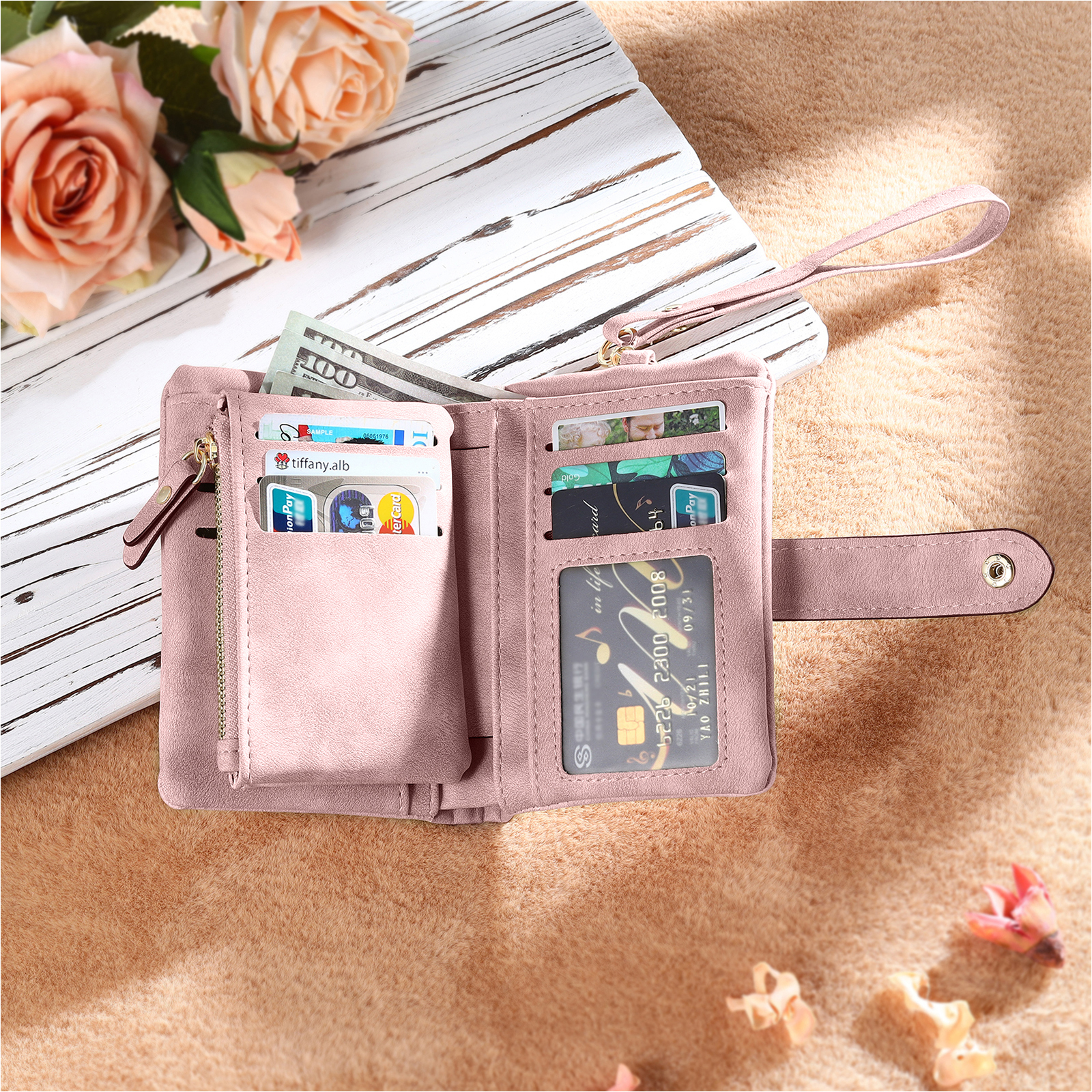 3PCS Coffret Cadeau - À Votre Maman Portefeuille et Porte-Clés Personnalisé avec 3 Prénoms et Dessins Enfant Photo Cadeau pour Mère | Jessemade