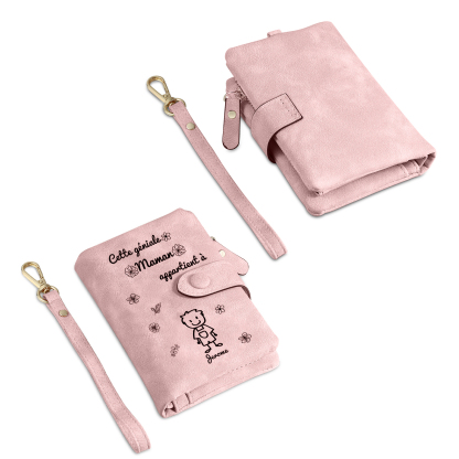 2PCS Coffret Cadeau - À Vos Parents Portefeuille Femme et Portefeuille Homme Personnalisé avec Prénom Photo et Enfant Dessin | Jessemade
