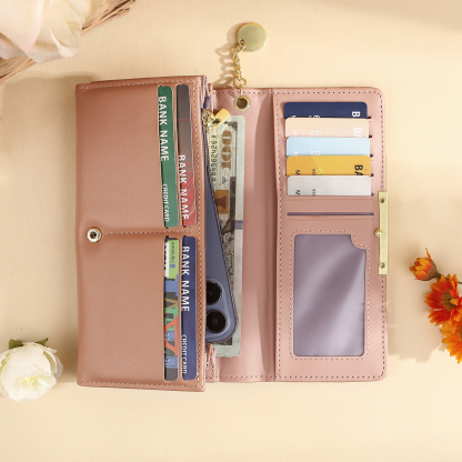 Portefeuille Personnalisé en PU avec Photo Date et 2 Prénoms Porte-monnaie pour Femme | Jessemade