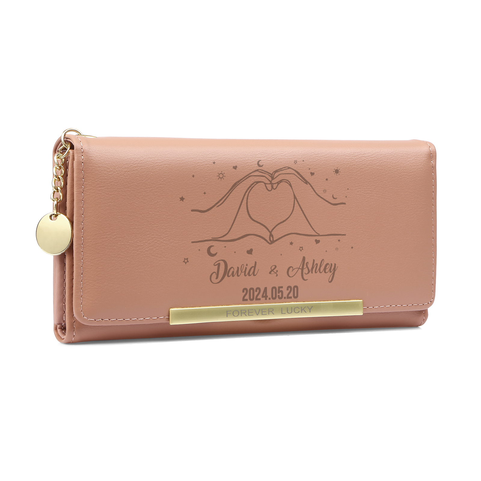 Portefeuille Personnalisé en cuir PU avec Photo Date et Prénoms Porte-monnaie pour Femme | Jessemade