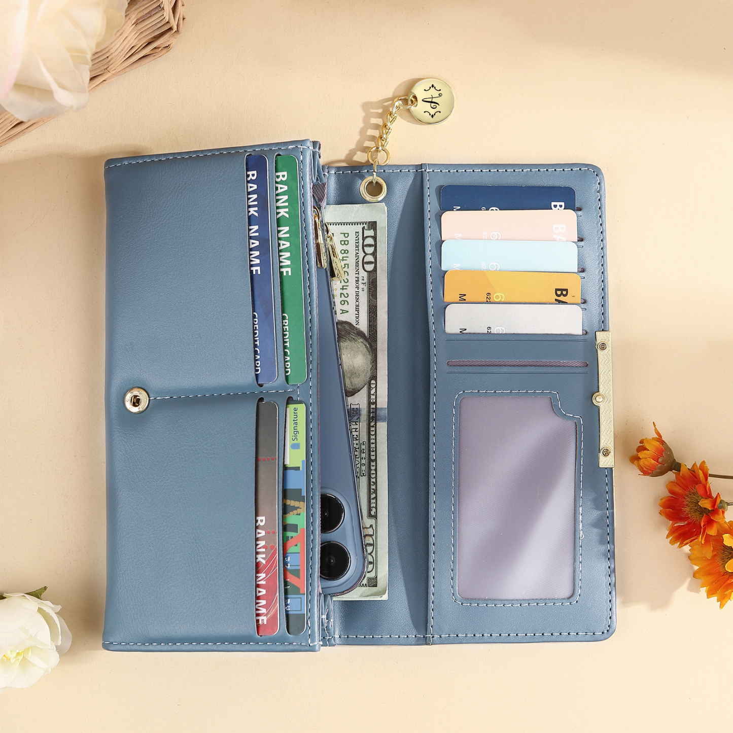 Portefeuille Personnalisé en cuir PU avec Photo Lettre et 2 Prénoms Cadeau chic pour Femme | Jessemade