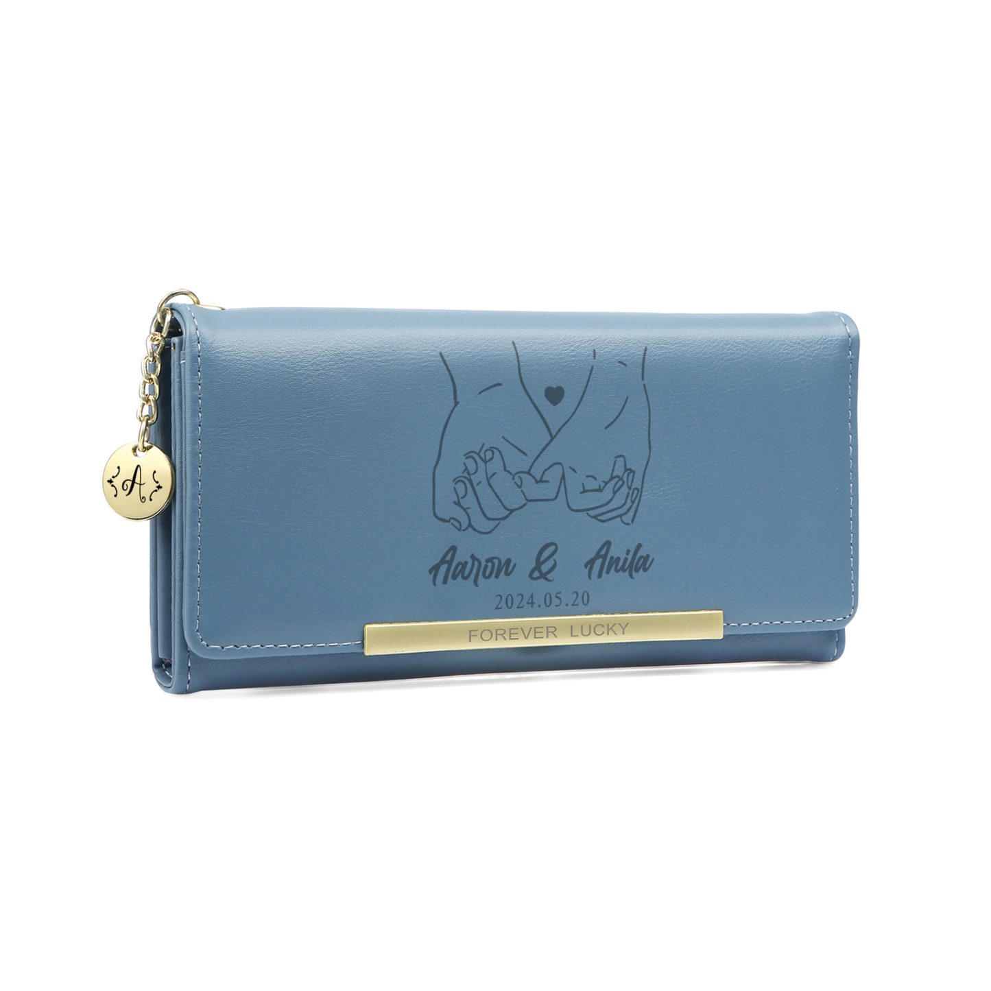 Portefeuille Personnalisé en cuir PU avec Photo Lettre et 2 Prénoms Cadeau chic pour Femme | Jessemade