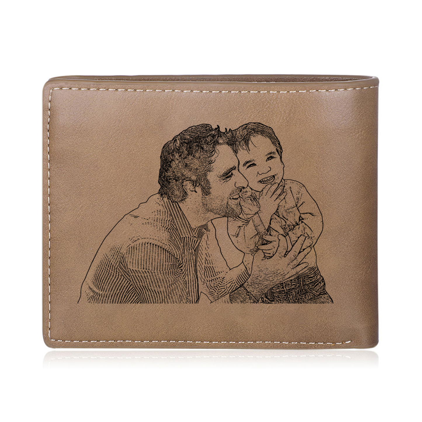 Portefeuille en Cuir 1 Prénom Personnalisé avec photo et texte Classique Homme Cadeau Pour Papa | Jessemade