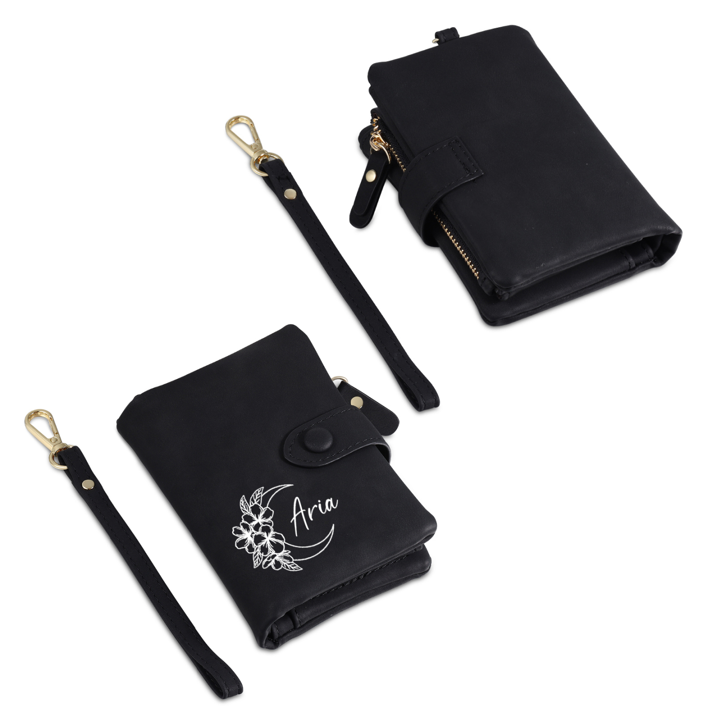 Portefeuille Personnalisé avec 1 Prénom 7 Couleurs Disponibles Porte-monnaie en cuir pour Femme | Jessemade