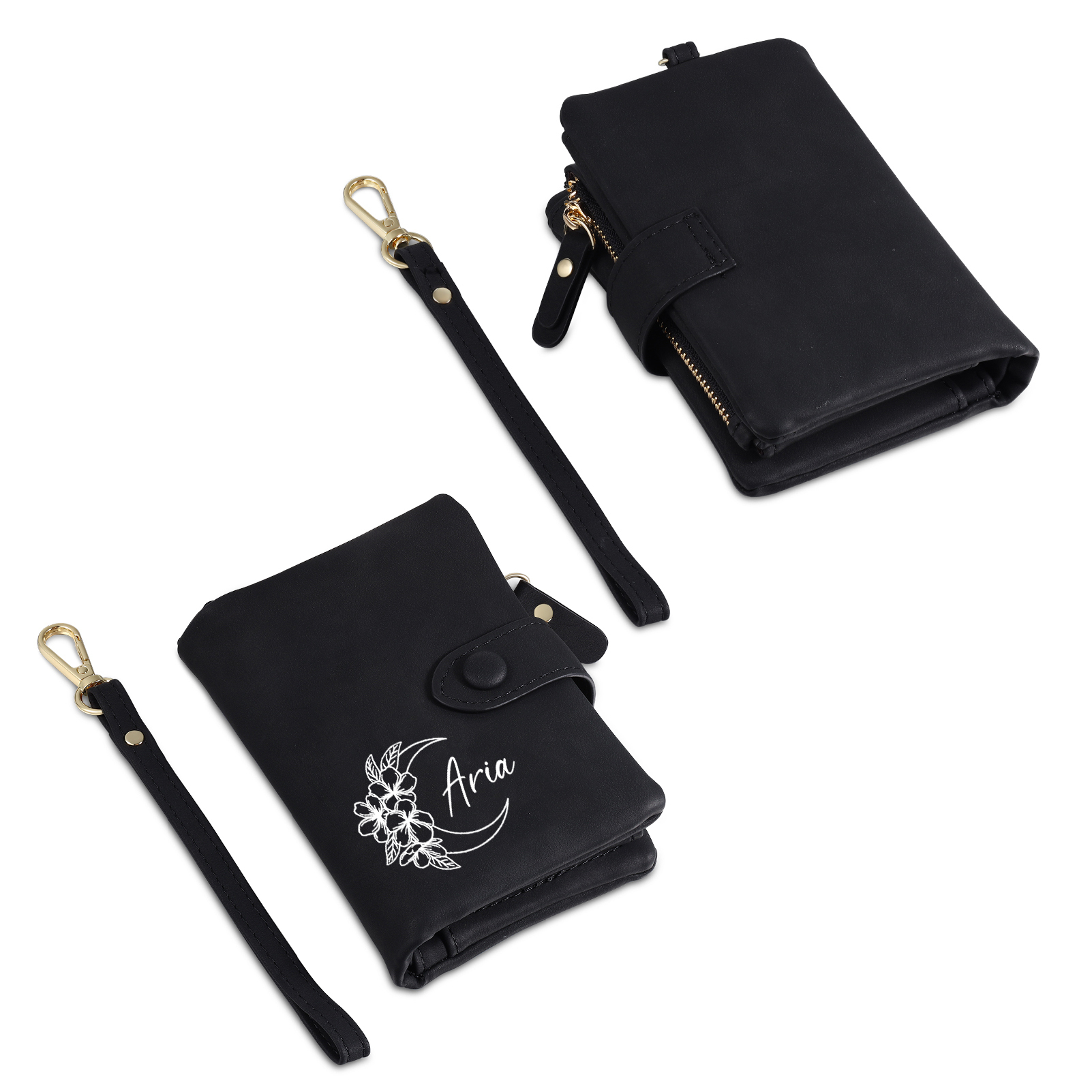 Portefeuille Personnalisé avec 1 Prénom 7 Couleurs Disponibles Porte-monnaie en cuir pour Femme | Jessemade