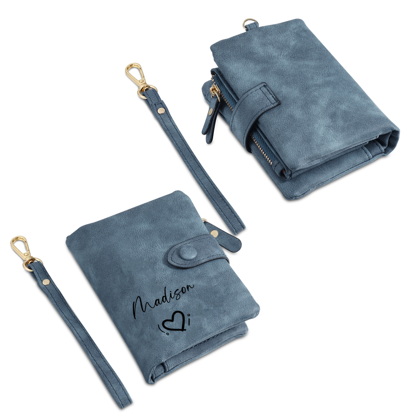 Portefeuille Personnalisé avec 1 Prénom 7 Couleurs Disponibles Porte-monnaie en cuir pour Femme | Jessemade