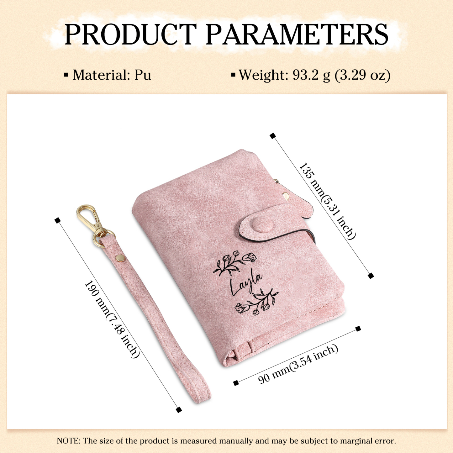 Portefeuille Personnalisé avec 1 Prénom 7 Couleurs Disponibles Porte-monnaie en cuir pour Femme | Jessemade