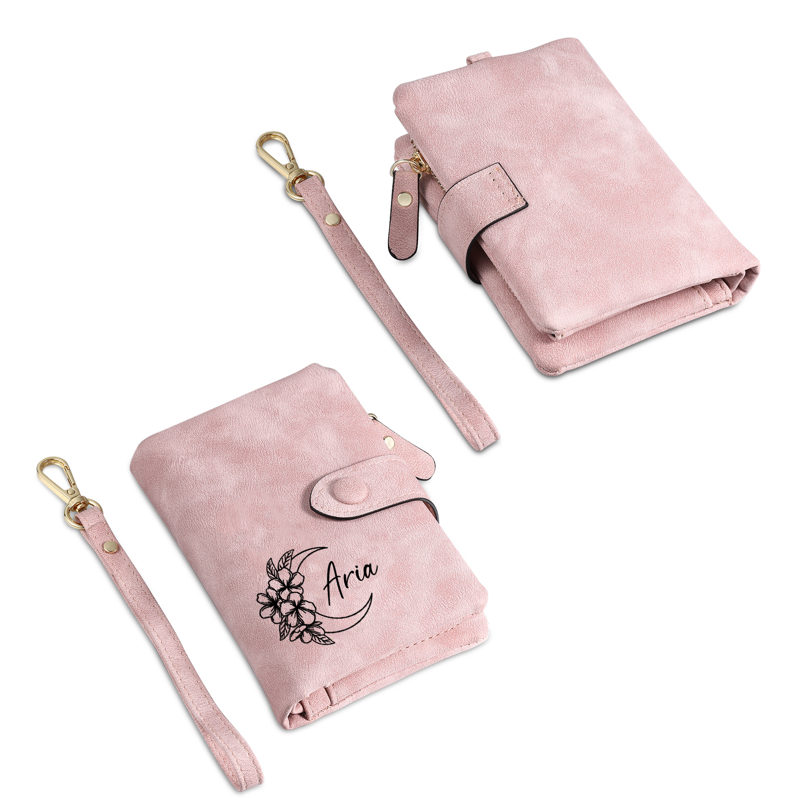 Portefeuille Personnalisé avec 1 Prénom 7 Couleurs Disponibles Porte-monnaie en cuir pour Femme | Jessemade
