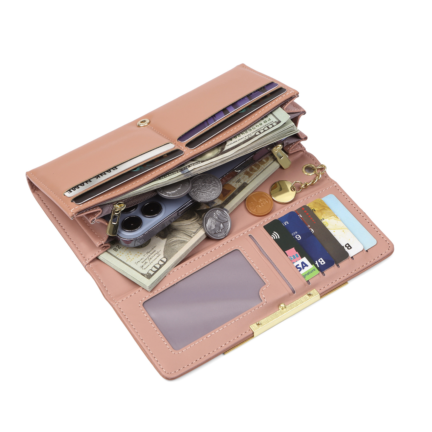 À Mamie - Portefeuille Femme Personnalisé long en Cuir PU avec 2 Dessins et 2 Prénoms Porte-monnaie pour Mamie | Jessemade