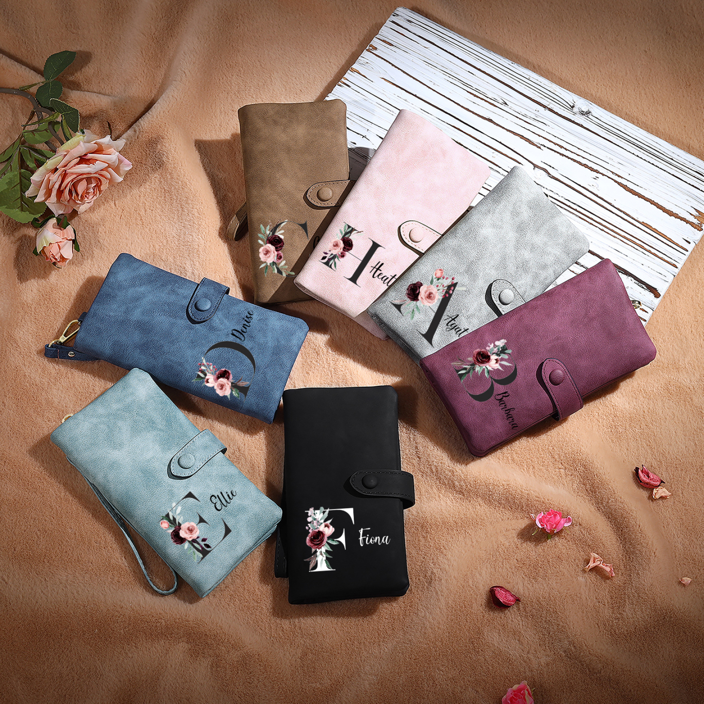 Portefeuille Personnalisé avec 1 Prénom et Initiale Porte-monnaie pour Femme | Jessemade