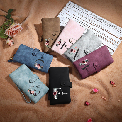 Portefeuille Personnalisé avec 1 Prénom et Initiale Porte-monnaie pour Femme  | Jessemade