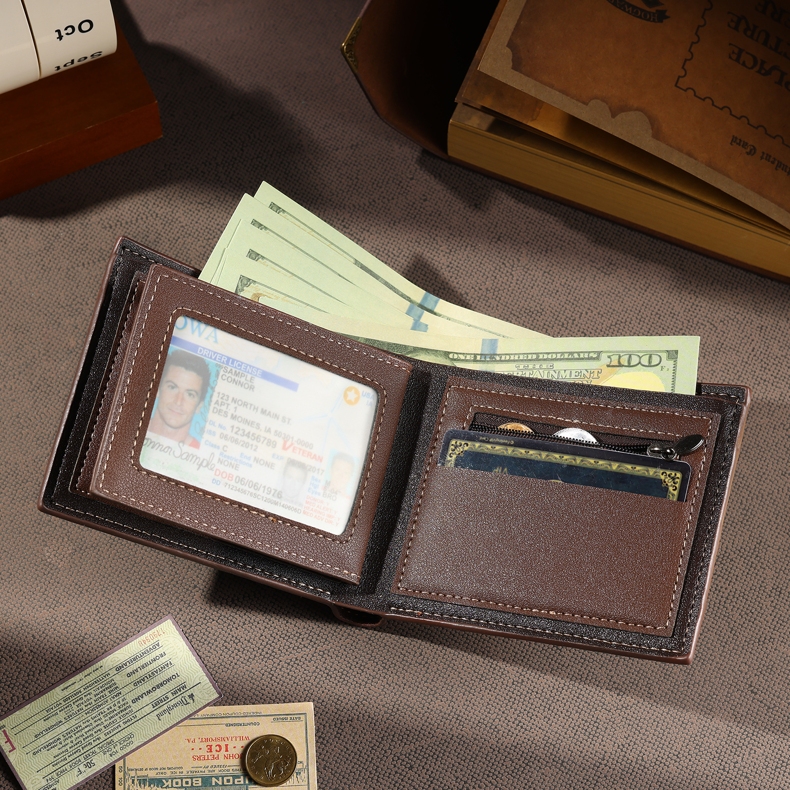 Portefeuille Homme Photo Personnalisée avec Prénom et Lettre Porte-Monnaie en cuir pour Homme | Jessemade