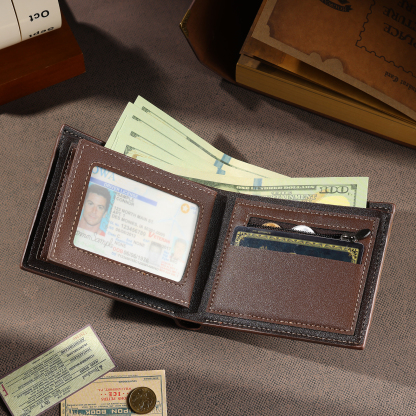 Portefeuille Homme Photo Personnalisée avec Prénom et Lettre Porte-Monnaie en cuir pour Homme | Jessemade