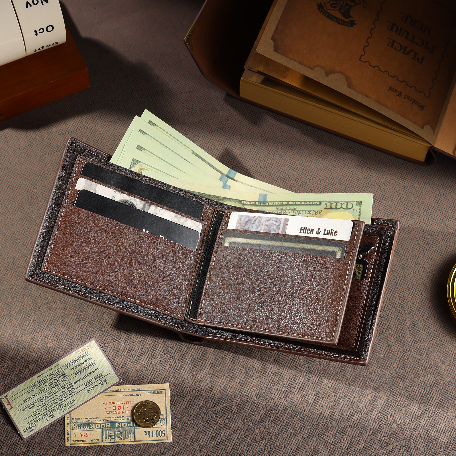 Portefeuille Homme Photo Personnalisée avec Prénom et Lettre Porte-Monnaie en cuir pour Homme | Jessemade