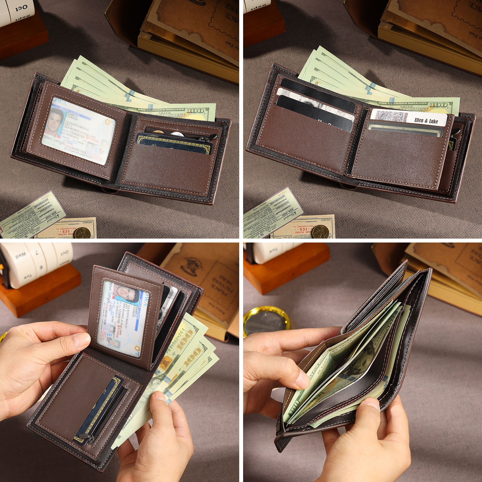 Portefeuille Homme Photo Personnalisée avec Prénom et Lettre Porte-Monnaie en cuir pour Homme | Jessemade