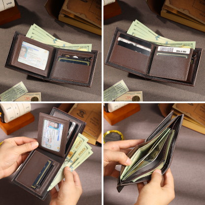 Portefeuille Homme Photo Personnalisée avec Prénom et Lettre Porte-Monnaie en cuir pour Homme | Jessemade