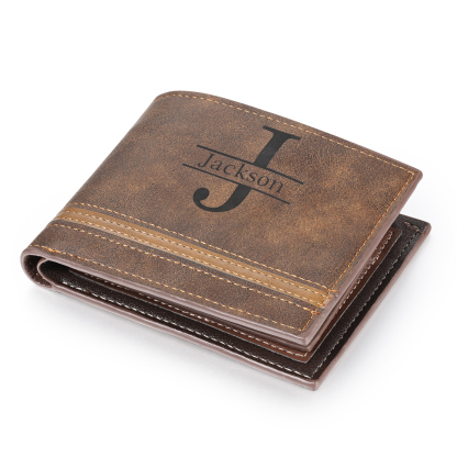 Portefeuille Homme Photo Personnalisée avec Prénom et Lettre Porte-Monnaie en cuir pour Homme | Jessemade