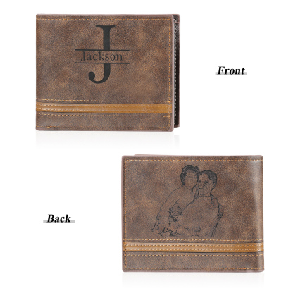Portefeuille Homme Photo Personnalisée avec Prénom et Lettre Porte-Monnaie en cuir pour Homme | Jessemade