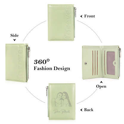 Portefeuille en cuir Personnalisé avec Photo et Texte Porte-monnaie 4 couleurs choisies pour Femme  | Jessemade