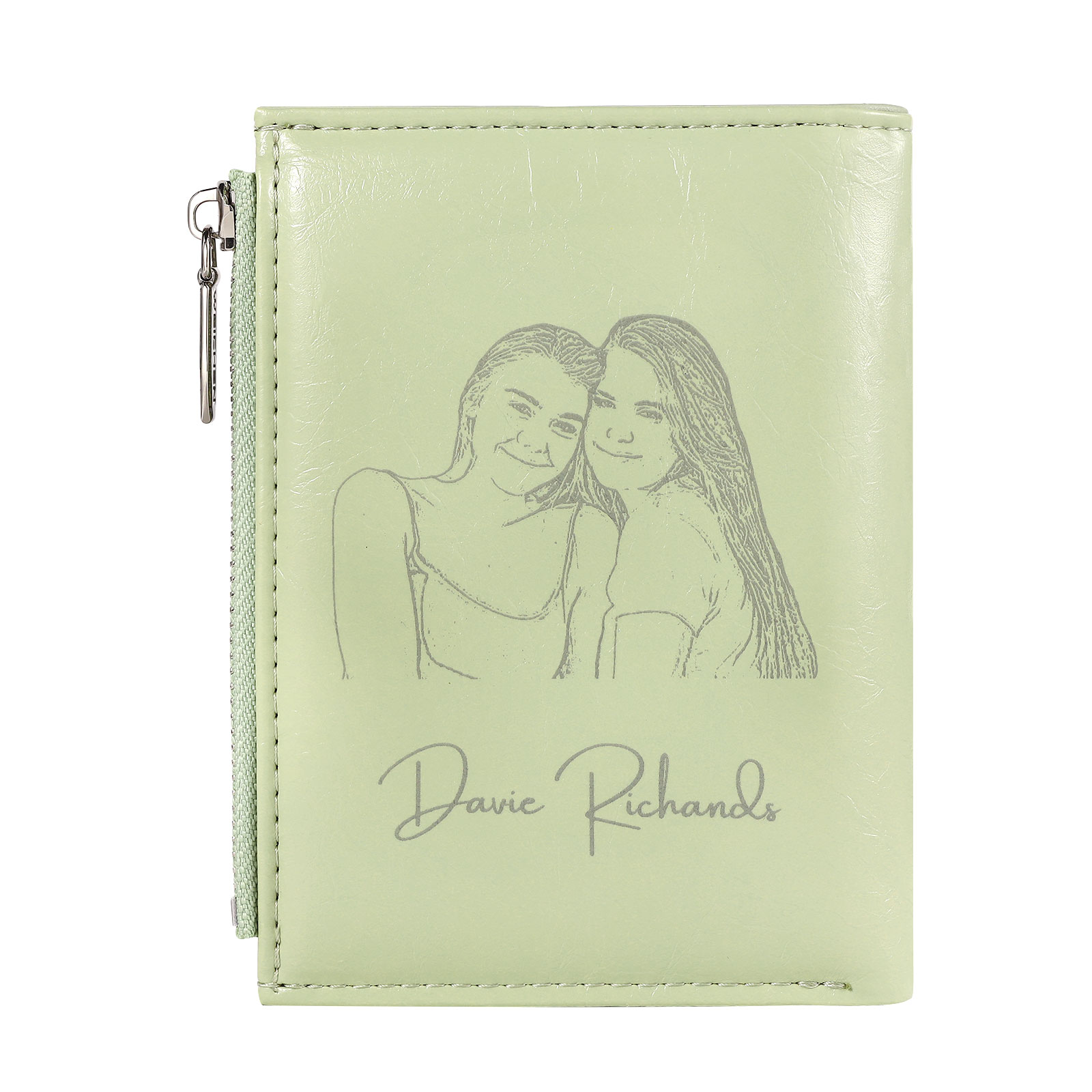 Portefeuille en cuir Personnalisé avec Photo et Texte Porte-monnaie 4 couleurs choisies pour Femme  | Jessemade