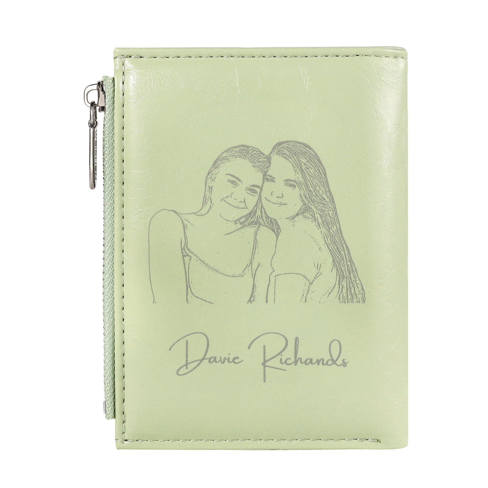 Portefeuille en cuir Personnalisé avec Photo et Texte Porte-monnaie 4 couleurs choisies pour Femme  | Jessemade