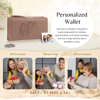Portefeuille en cuir long Personnalisé avec Photo Porte-monnaie pour Femme  | Jessemade