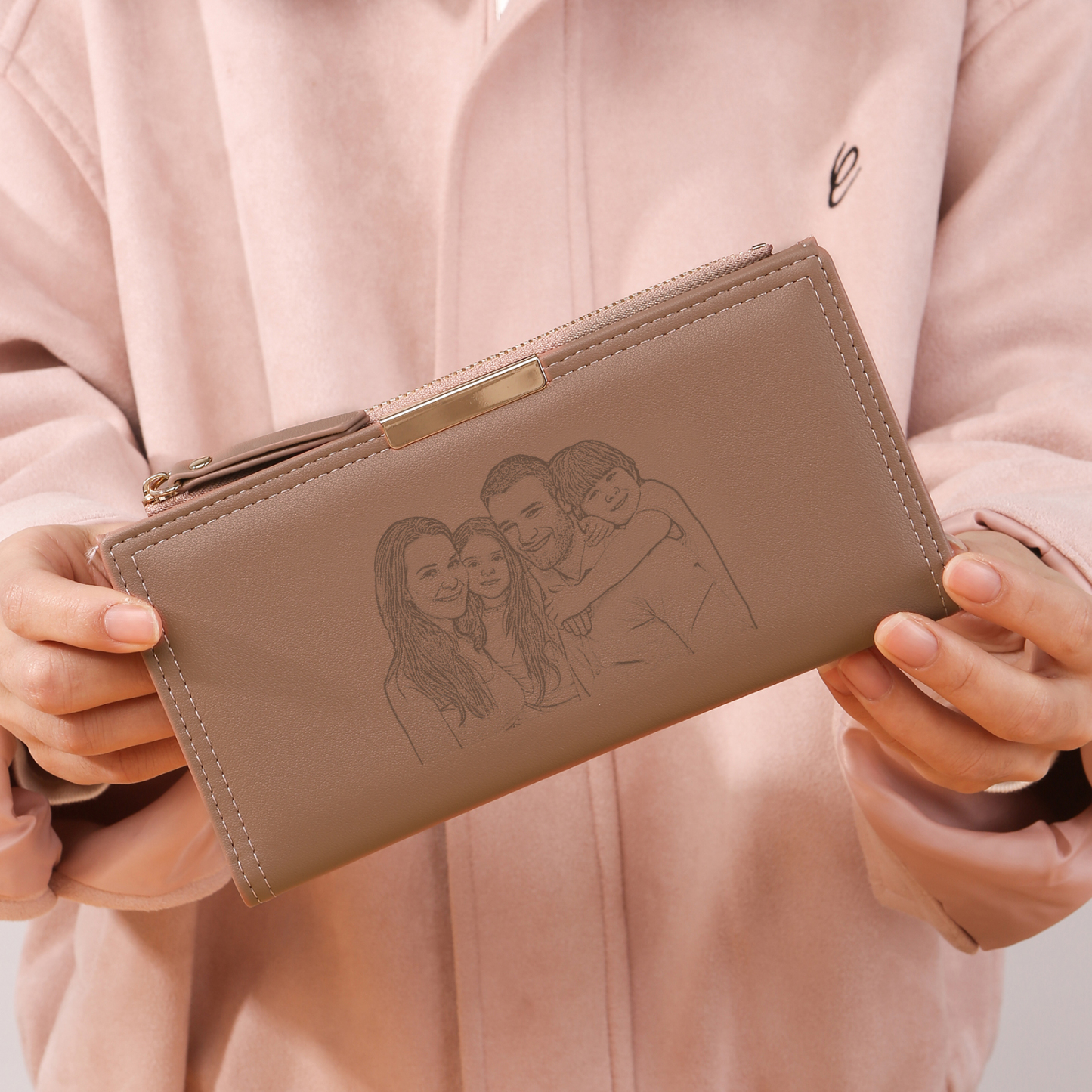 Portefeuille en cuir long Personnalisé avec Photo Porte-monnaie pour Femme  | Jessemade