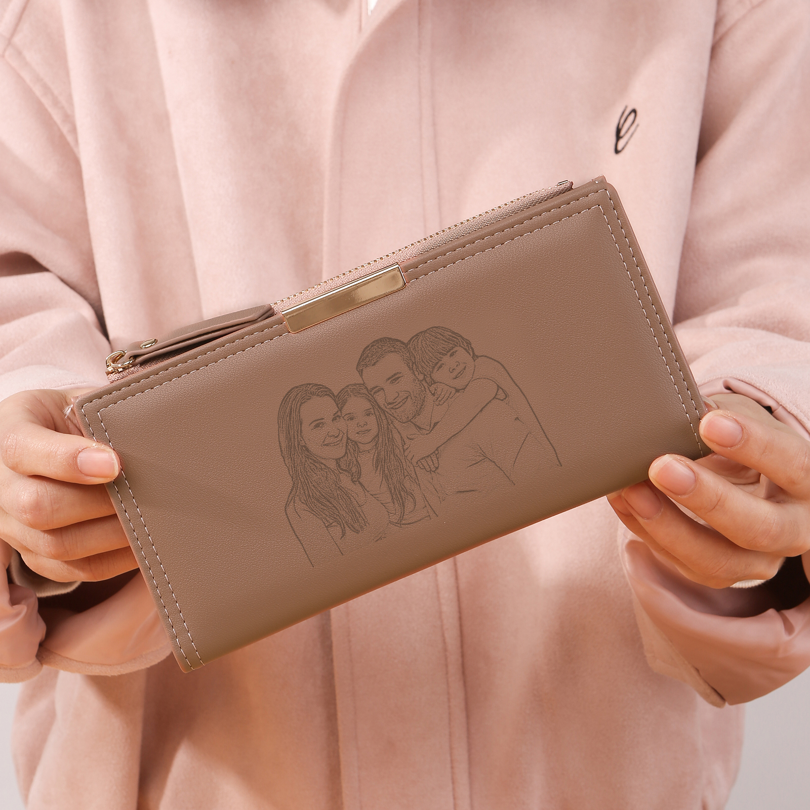 Portefeuille en cuir long Personnalisé avec Photo Porte-monnaie pour Femme  | Jessemade