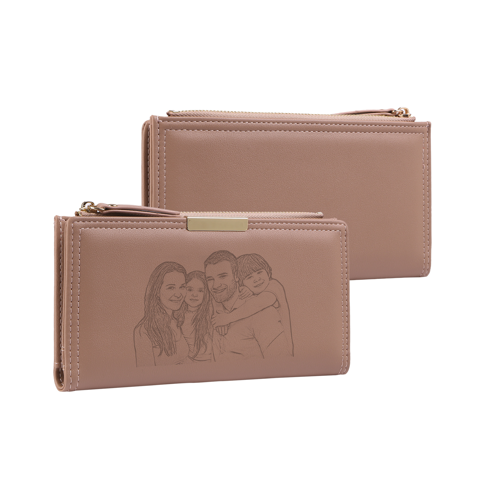 Portefeuille en cuir long Personnalisé avec Photo Porte-monnaie pour Femme  | Jessemade