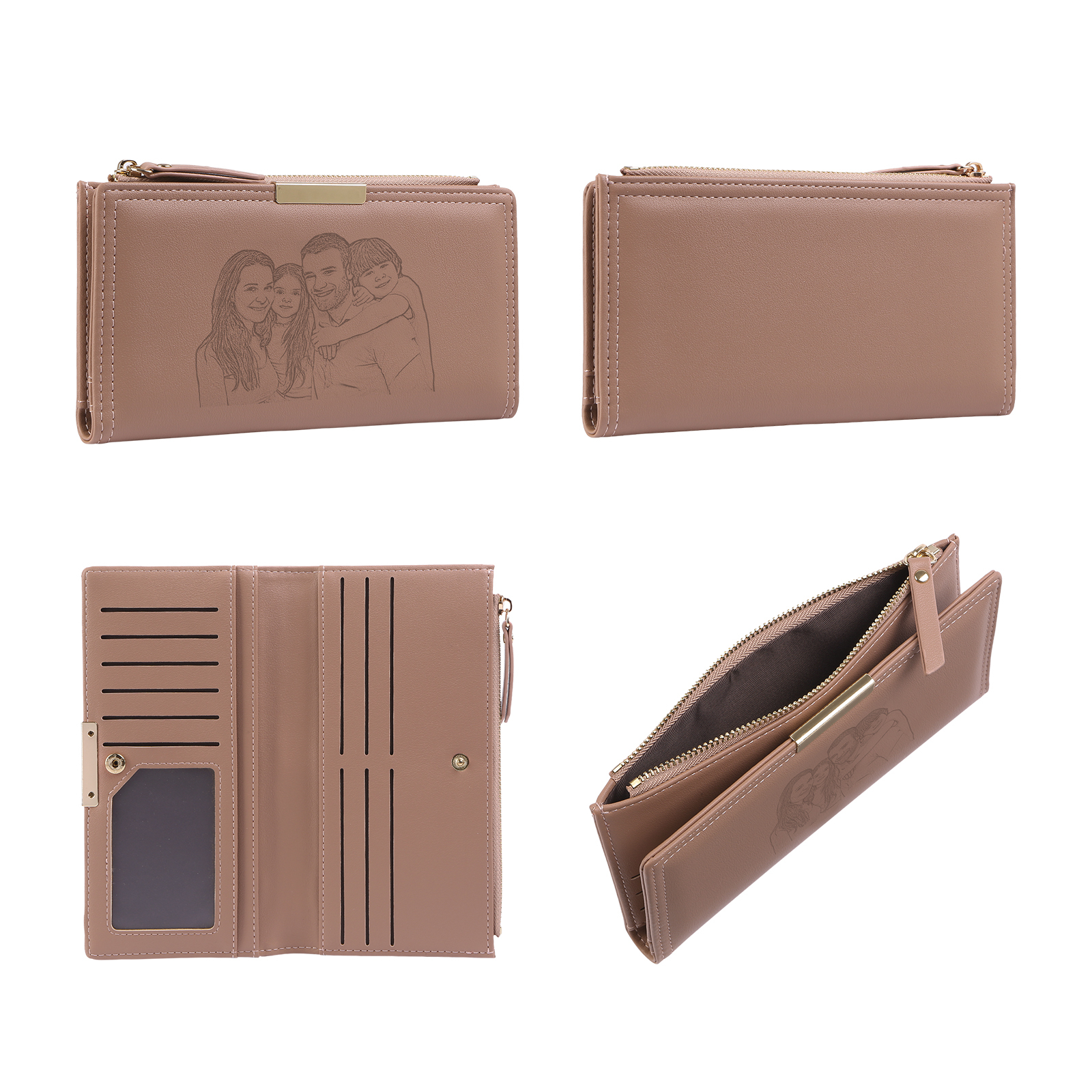 Portefeuille en cuir long Personnalisé avec Photo Porte-monnaie pour Femme  | Jessemade