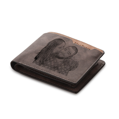 Portefeuille en cuir PU Photo Personnalisée avec Texte Date et Lettre Porte-Monnaie pour Homme | Jessemade