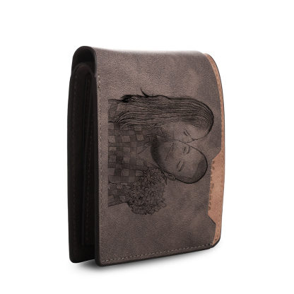 Portefeuille en cuir PU Photo Personnalisée avec Texte Date et Lettre Porte-Monnaie pour Homme | Jessemade