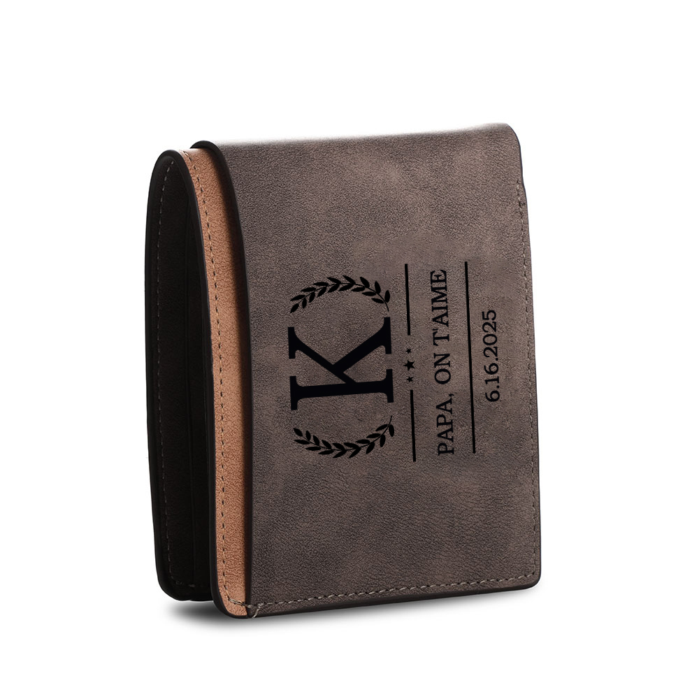 Portefeuille en cuir PU Photo Personnalisée avec Texte Date et Lettre Porte-Monnaie pour Homme | Jessemade