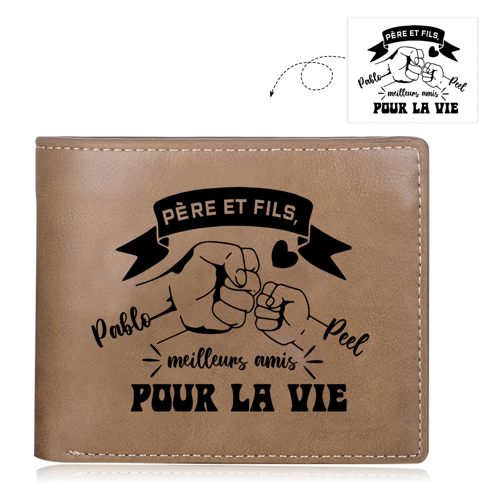 Portefeuille Personnalisé Père et Fils – Gravure Photo & Texte Unique | Jessemade