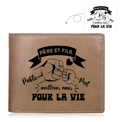 Portefeuille Personnalisé Père et Fils – Gravure Photo & Texte Unique | Jessemade