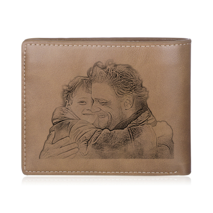 Père et Fils - Portefeuille en cuir PU Photo Personnalisée avec 2 Prénnoms Porte-Monnaie pour Homme | Jessemade