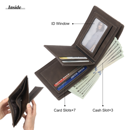 À Papa -Portefeuille Homme en cuir PU Photo Personnalisée avec 6 Prénoms Porte-Monnaie pour Papa | Jessemade