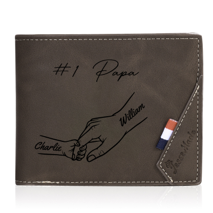 À Papa -Portefeuille Homme en cuir PU Photo Personnalisée avec 2 Prénoms Porte-Monnaie pour Papa | Jessemade