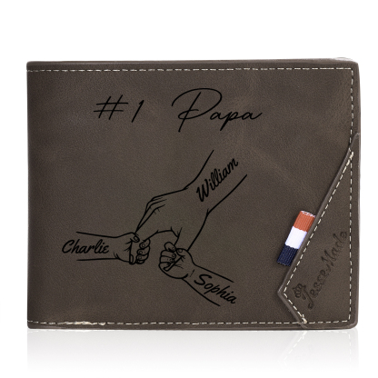 À Papa -Portefeuille Homme en cuir PU Photo Personnalisée avec 3 Prénoms Porte-Monnaie pour Papa | Jessemade