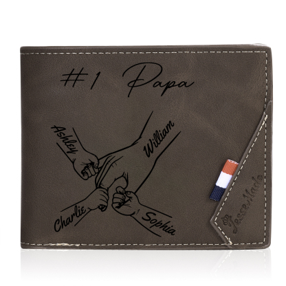 À Papa -Portefeuille Homme en cuir PU Photo Personnalisée avec 4 Prénoms Porte-Monnaie pour Papa | Jessemade