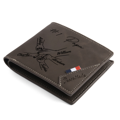 À Papa -Portefeuille Homme en cuir PU Photo Personnalisée avec 5 Prénoms Porte-Monnaie pour Papa | Jessemade