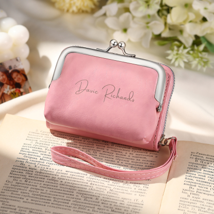 Portefeuille Femme Personnalisé avec  Photo et Nom Porte-monnaie Blanc et Rose | Jessemade