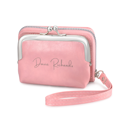 Portefeuille Femme Personnalisé avec  Photo et Nom Porte-monnaie Blanc et Rose | Jessemade