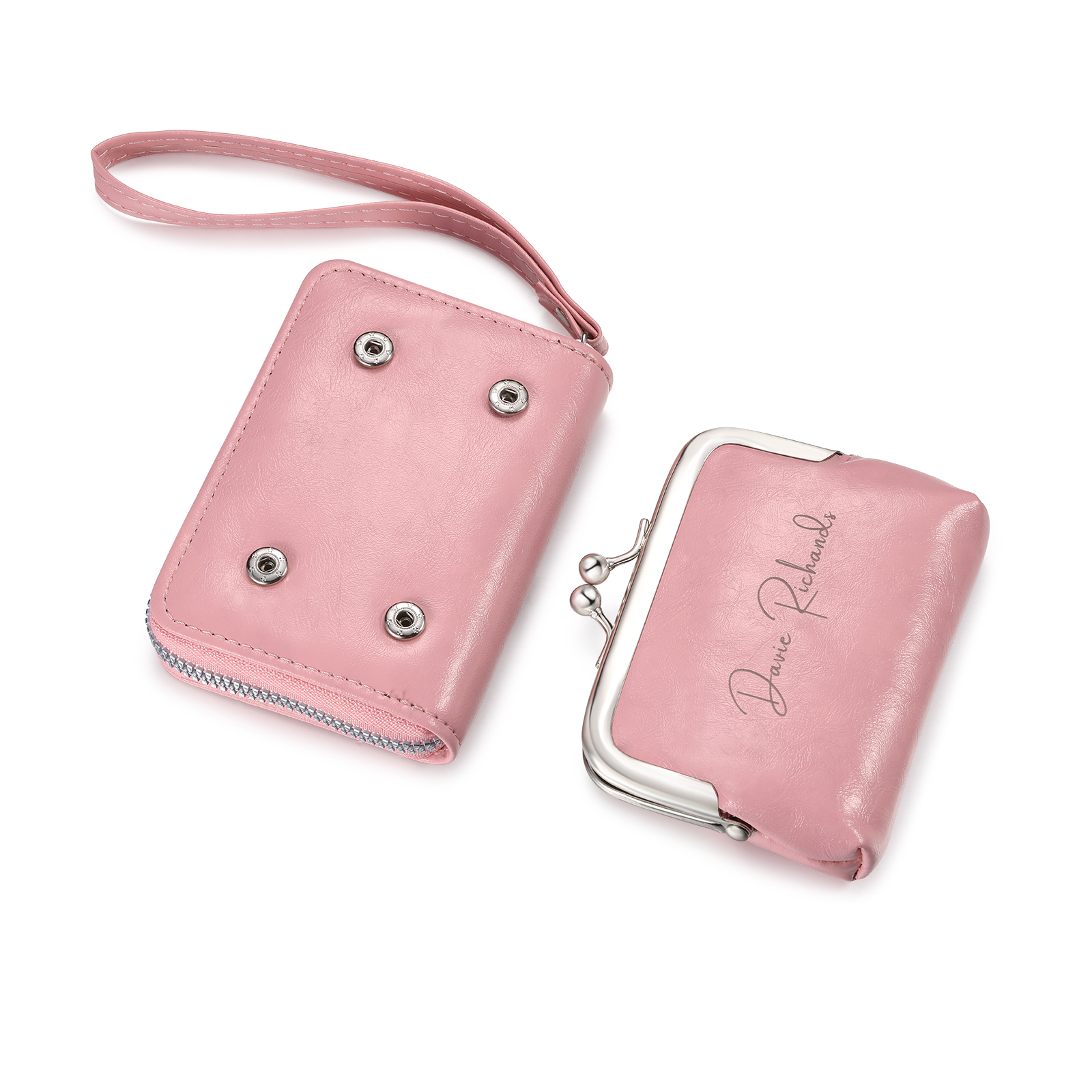 Portefeuille Femme Personnalisé avec Photo et Nom Porte-monnaie Blanc et Rose | Jessemade