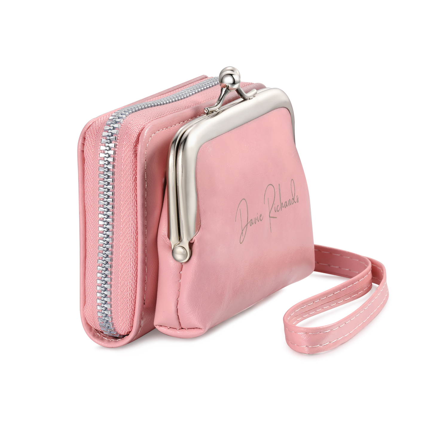 Portefeuille Femme Personnalisé avec Photo et Nom Porte-monnaie Blanc et Rose | Jessemade