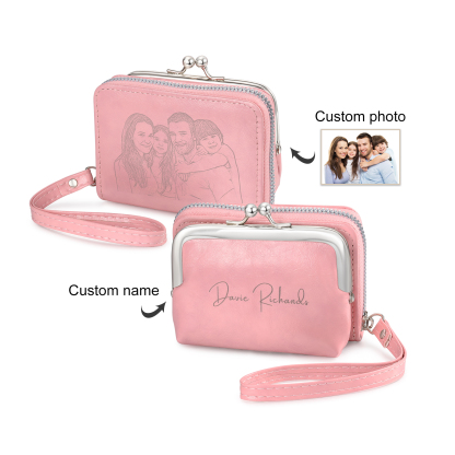 Portefeuille Femme Personnalisé avec  Photo et Nom Porte-monnaie Blanc et Rose | Jessemade