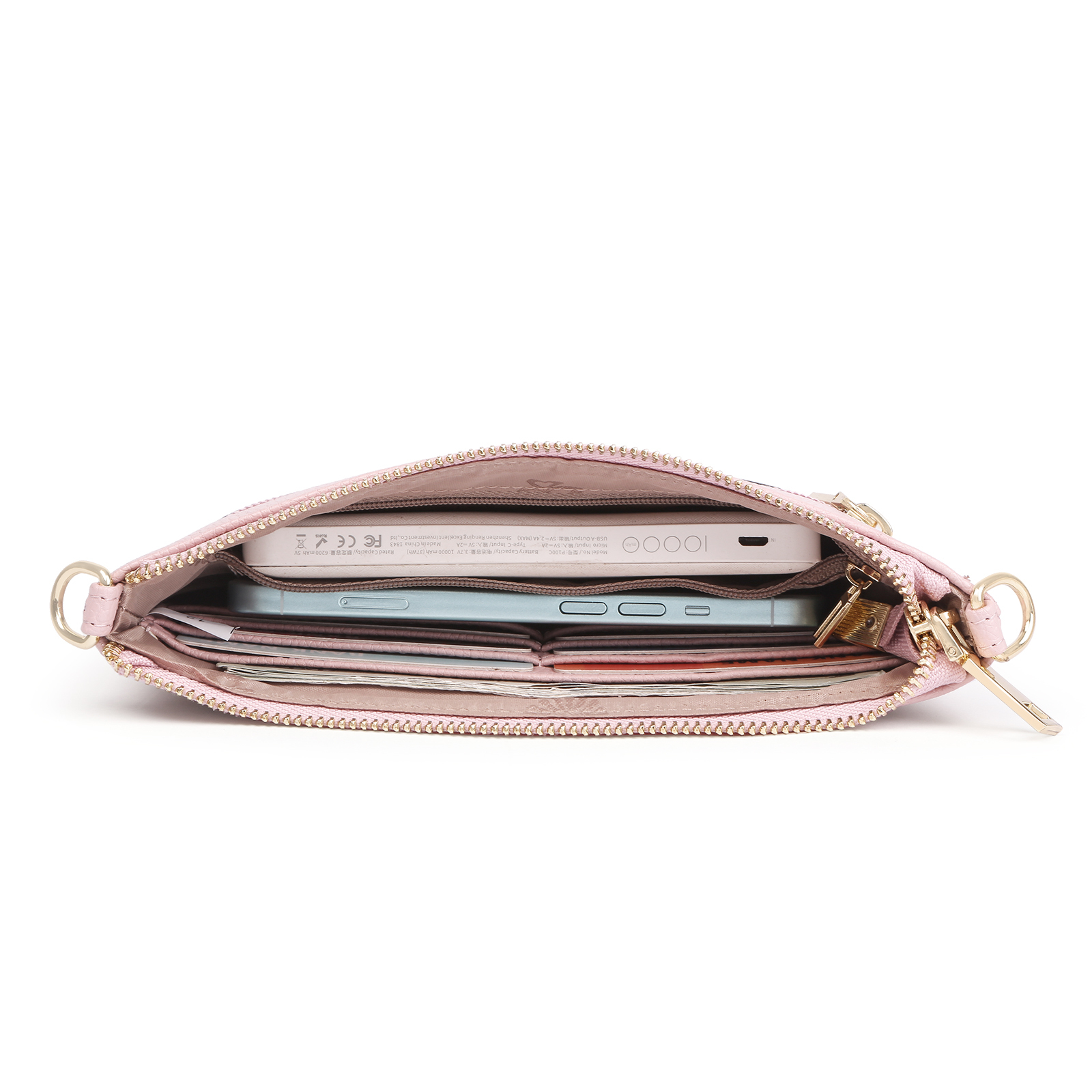 Portefeuille en cuir PU 1 Prénom Personnalisé avec Fleur de Naissance Sac pochette Rose À Porter Main ou Épaule | Jessemade