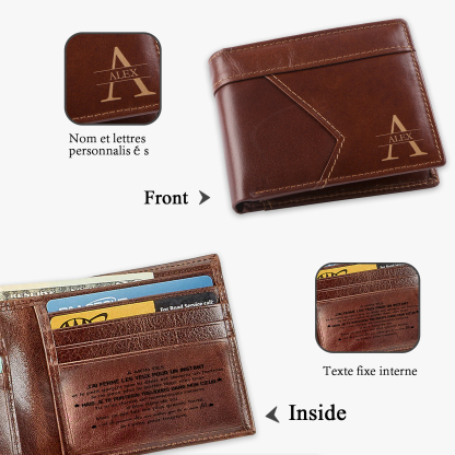 Portefeuille Homme Personnalisé avec Prénom et Lettre Porte-Monnaie en Cuir pour Homme | Jessemade