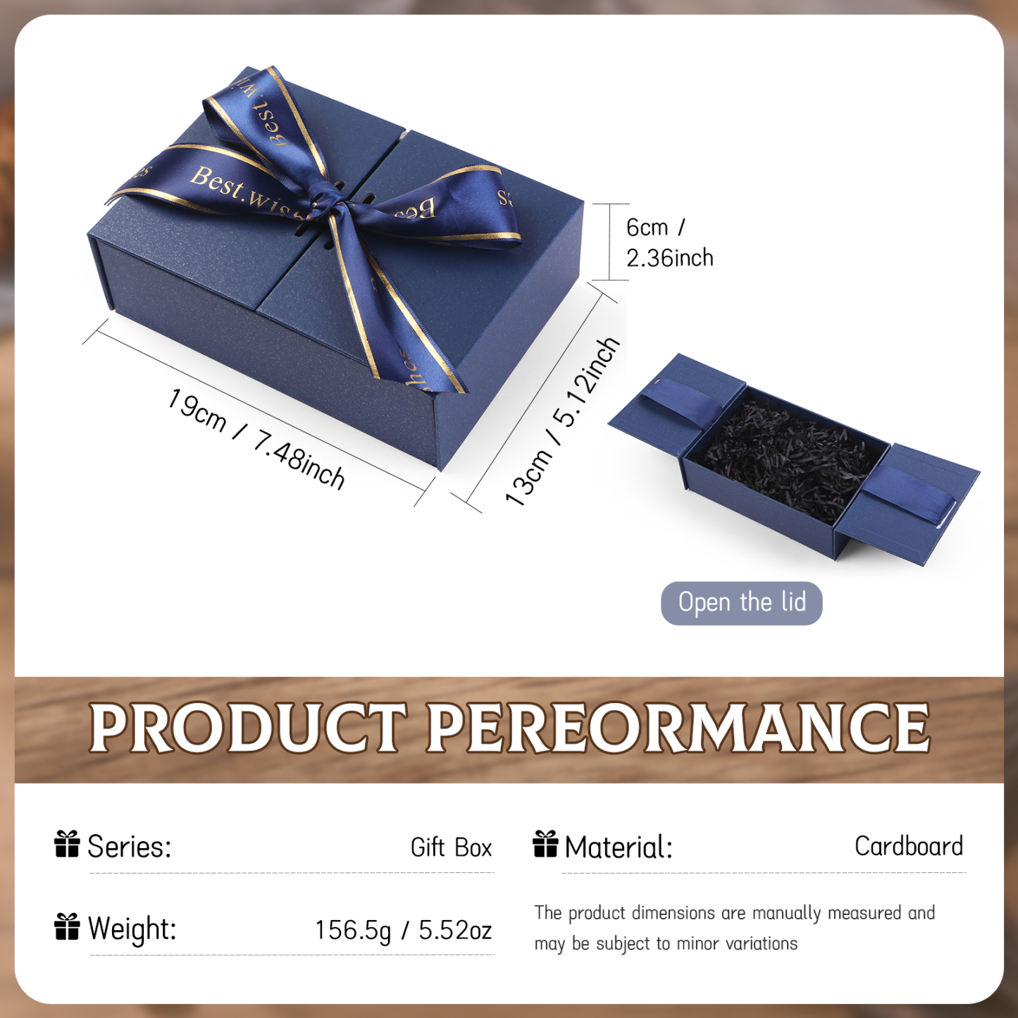 Boîte cadeau en bleu avec ruban emballage cadeau coffre | Jessemade